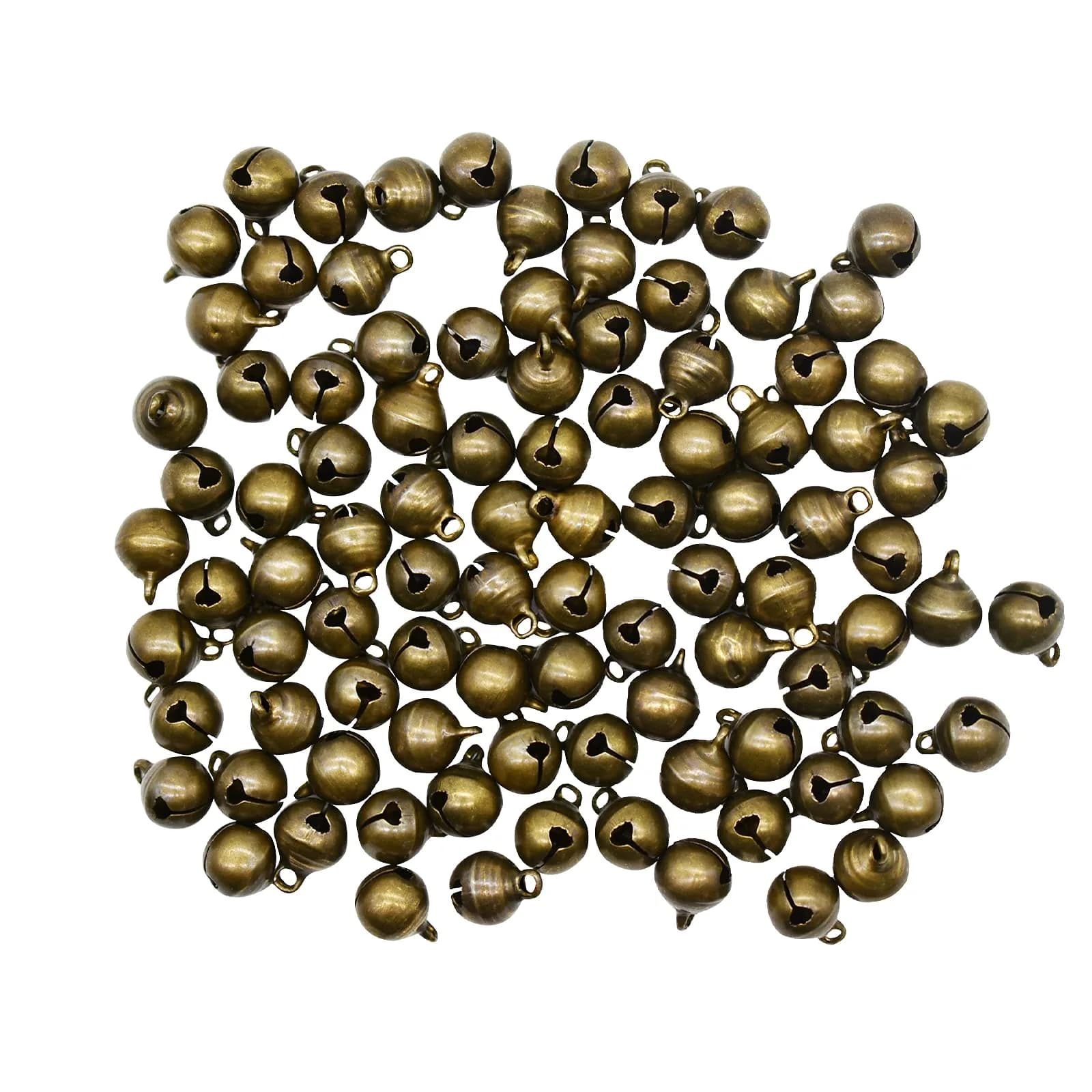 Maydahui 100 PCS Small Jingle Bells 10mm (0.4 inch) Vintage Bronze | 100-Piece Pack for Crafts & Decor — bronze
