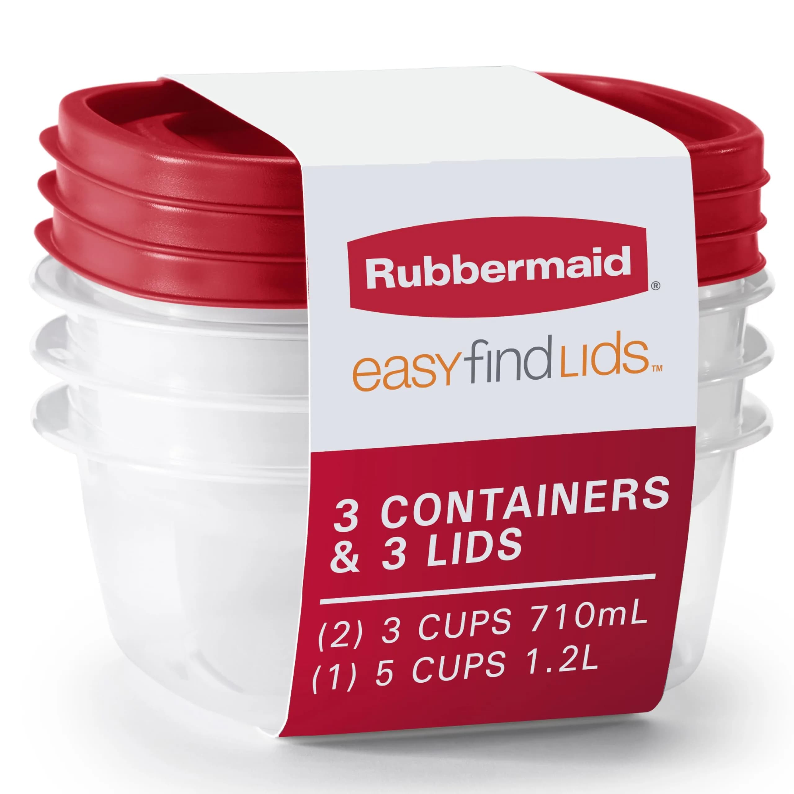 Rubbermaid EasyFindLids Meal Prep Containers 5.1 Cup Red | Modular, Stackable & Microwave Safe — Red / Assorted Sizes (6-Piece)
