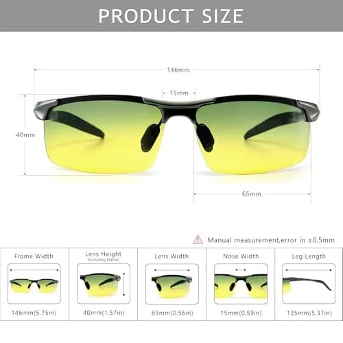 SUNGAIT HD Night Vision Polarized Sunglasses Gunmetal Frame | Anti Glare for Night Driving thumbnail 5