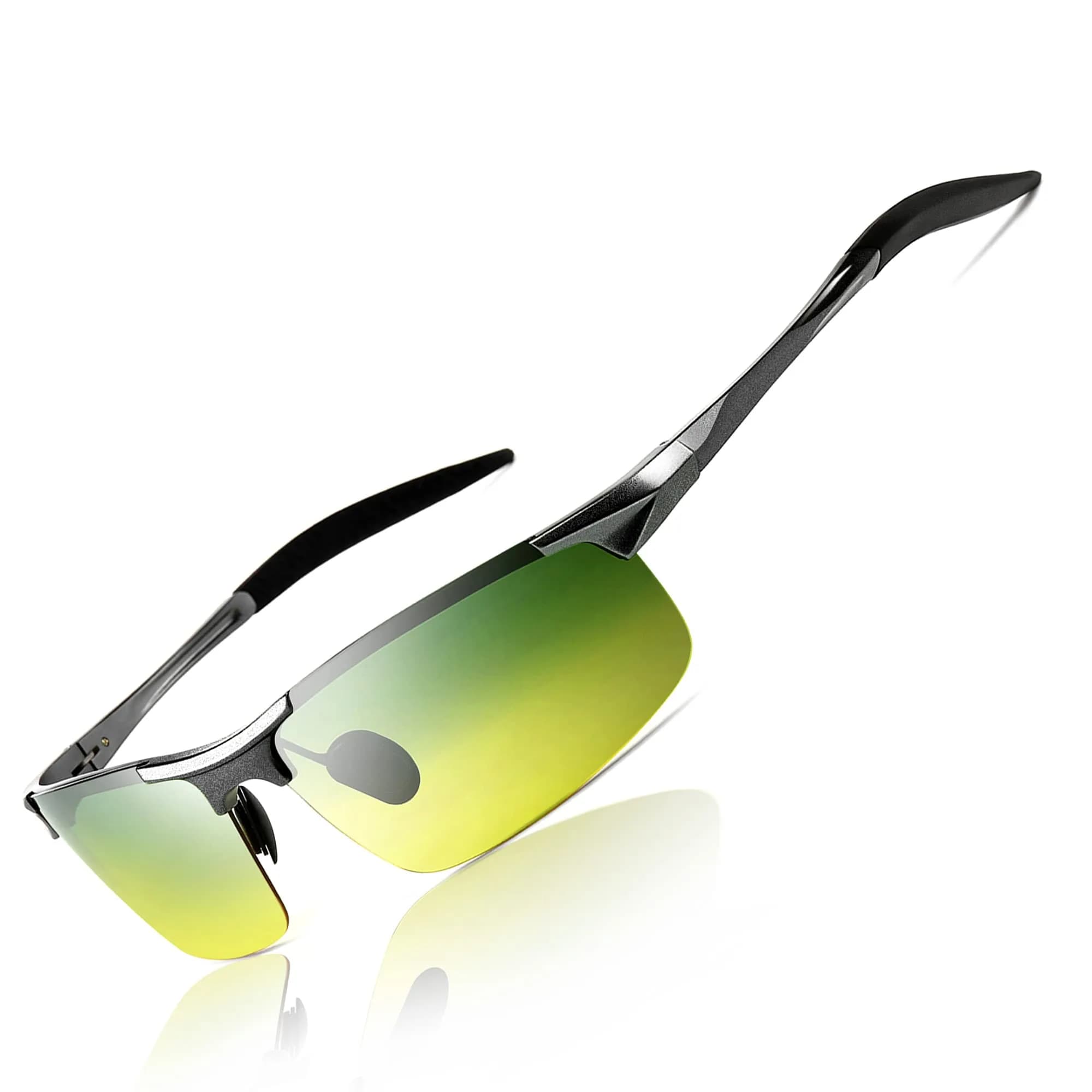 SUNGAIT HD Night Vision Polarized Sunglasses Gunmetal Frame | Anti Glare for Night Driving - main product image