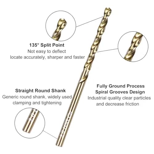 Sipery 3mm Cobalt Drill Bit 1/8" | Heat-Resistant Steel for Hard Metals thumbnail 2
