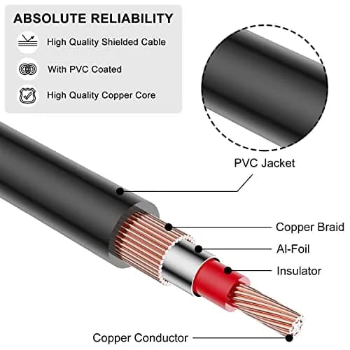 J&D Dual 1/4 inch TS to Dual RCA Stereo Audio Cable 2.74 m (9 Feet) | Gold Plated Connectors for Minimal Signal Loss thumbnail 6