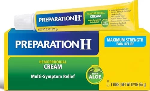 Preparation H Maximum Strength Hemorrhoid Pain Relief Cream 0.9 oz (26g) | Medication for Seniors thumbnail 1