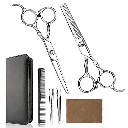 Himart Professional Hair Cutting Scissors Set with Comb and Case | 7-Piece Silver Kit for Home & Salon Use thumbnail 1