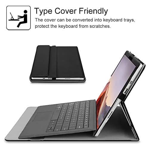 Fintie Case for 12.3 Inch Microsoft Surface Pro 7+/7/6/5/4/3 Tablet | Black, Synthetic Leather, Built-in Kickstand thumbnail 5