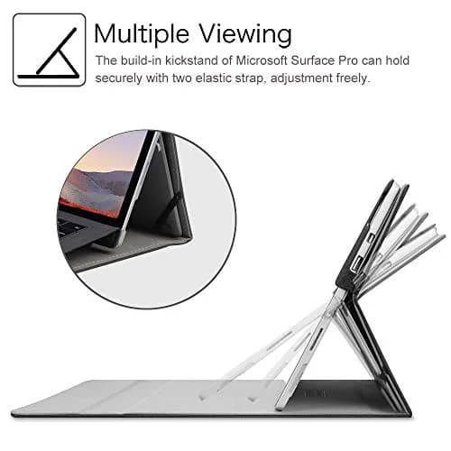 Fintie Case for 12.3 Inch Microsoft Surface Pro 7+/7/6/5/4/3 Tablet | Black, Synthetic Leather, Built-in Kickstand thumbnail 3