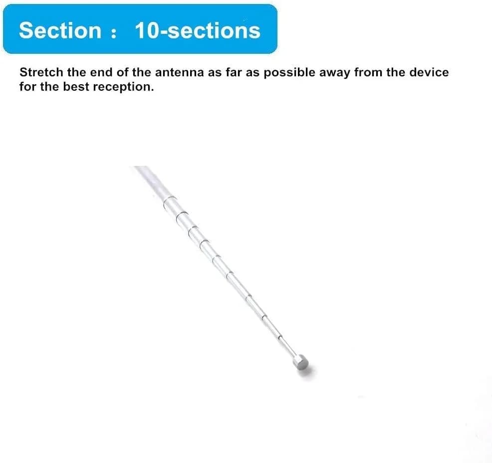 Ancable Indoor FM Telescopic Antenna 75 Ohm F Type Male Plug Connector with Adapter, 10 Extension Sections | Improves FM Reception thumbnail 7