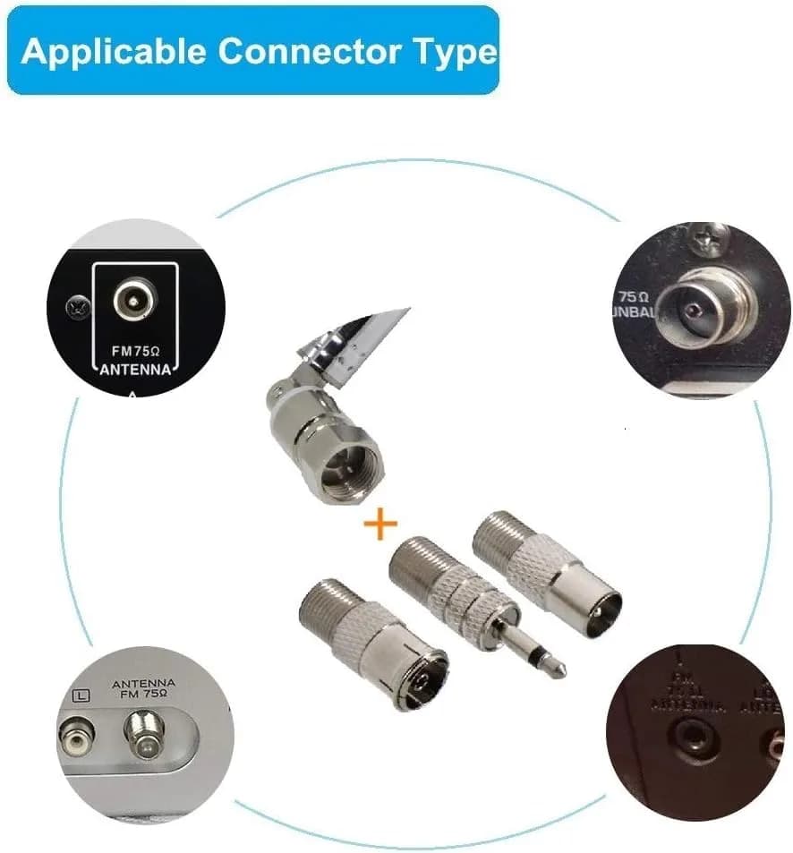 Ancable Indoor FM Telescopic Antenna 75 Ohm F Type Male Plug Connector with Adapter, 10 Extension Sections | Improves FM Reception thumbnail 3