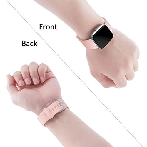 Wepro Sport Bands Compatible with Fitbit Versa 2, Versa Lite, Versa (Small, Pink Sand) | Soft Silicone Replacement Strap thumbnail 8