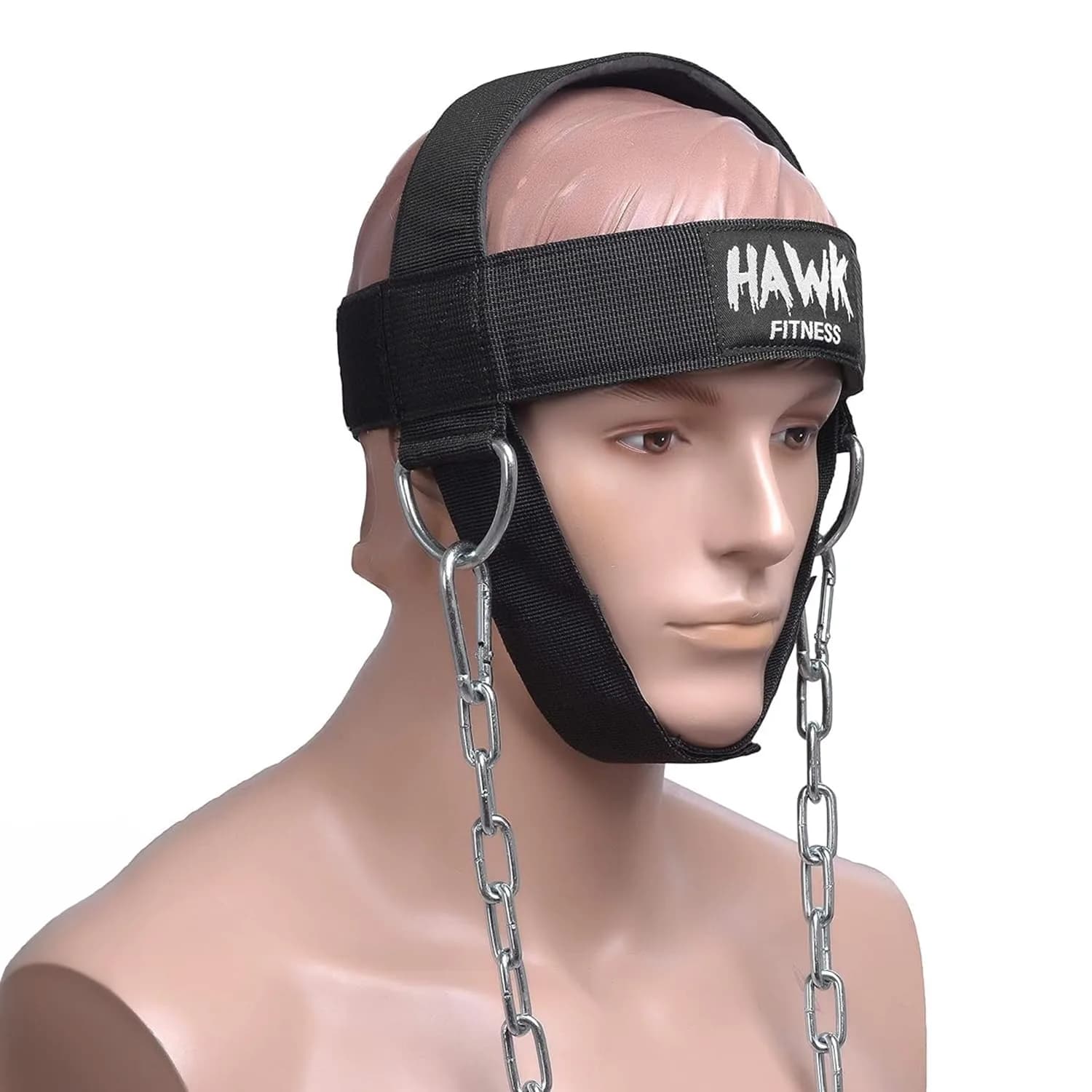 Hawk Sports Neck Workout Harness with Steel Chain for Weightlifting, Black | Supports up to 150 lbs - main product image