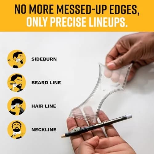 The Cut Buddy PLUS Beard Shaping Tool Clear Template with Built-in Comb and Bonus Pencil | Designed for Larger Heads thumbnail 4