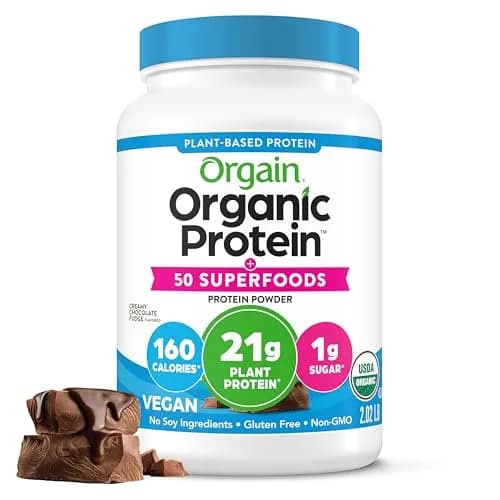 Orgain Organic Vegan Protein Powder Creamy Chocolate Fudge 907g (2.02 lb) | 21g Plant Protein, 10g Fiber, USDA Organic thumbnail 1
