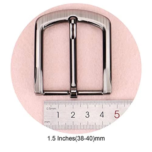 McFanBe Single Prong Square Belt Buckle Replacement 1.5 Inches (38 mm) | Polished Grey Metal thumbnail 4
