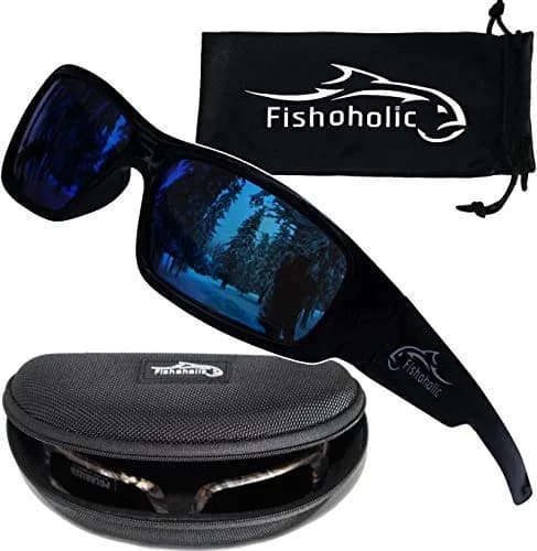 Fishoholic Polarized Fishing Sunglasses Blue Mirror Lens 120mm Arm | UV400 Protection thumbnail 1