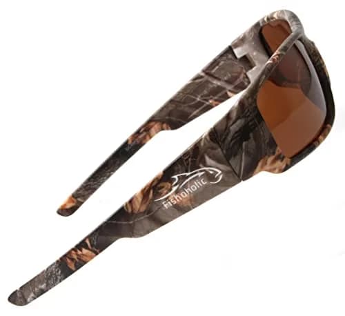 Fishoholic Polarized Fishing Sunglasses Camo Frame Amber Lens 59mm (2.375" Lens Width) | UV400 Protection thumbnail 1