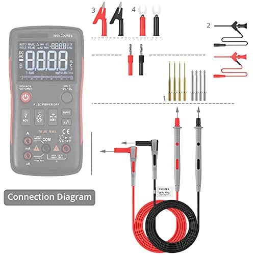 Proster Multi Test Leads Kit - Electrical Multimeter Test Lead Probes | CAT III 1000V, 20A, 3ft Silicon Leads thumbnail 2