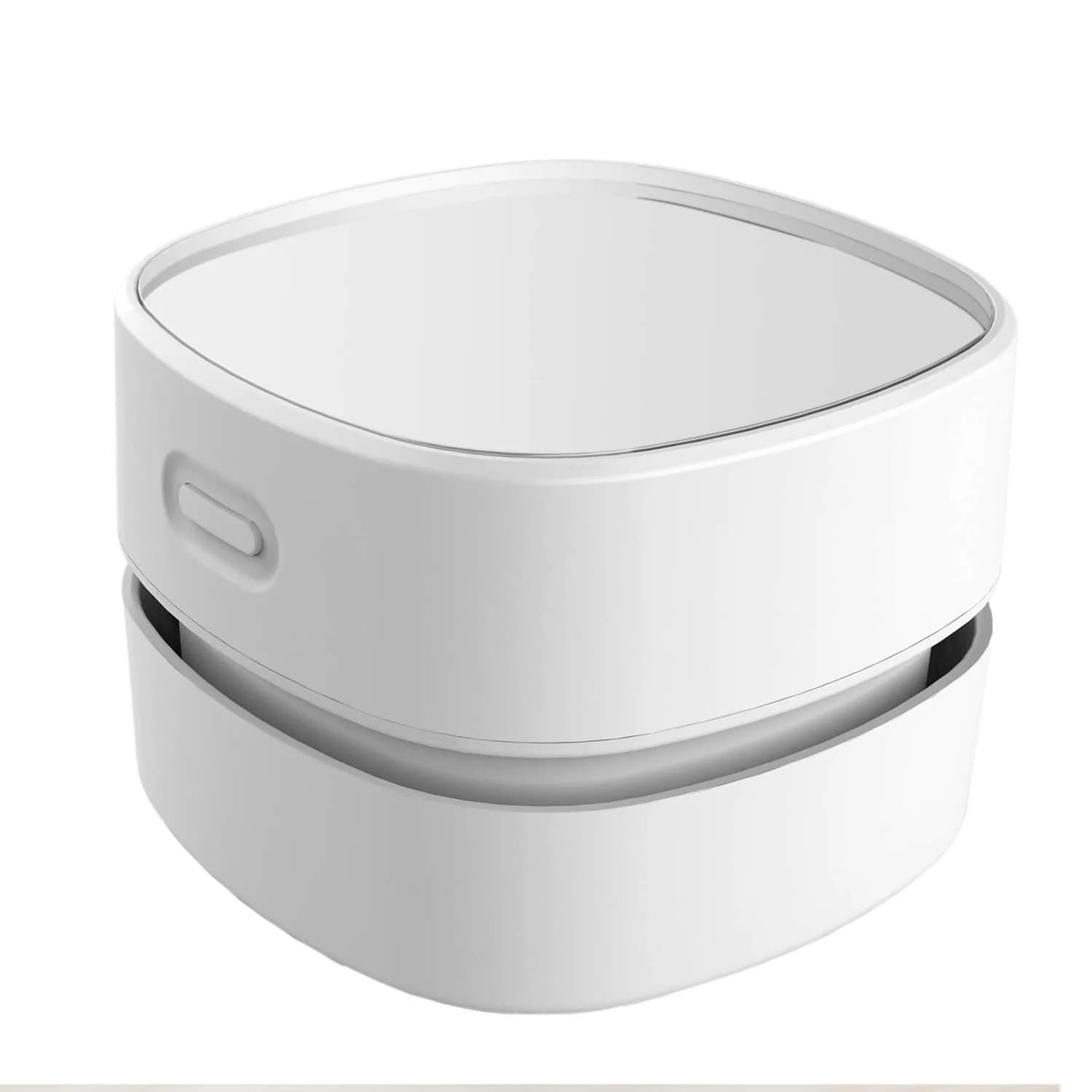 ODISTAR Mini Desktop Vacuum Cleaner White 200ml (6.76 Fl Oz) | Cordless & Portable for Desk Dust — White Usb Charging