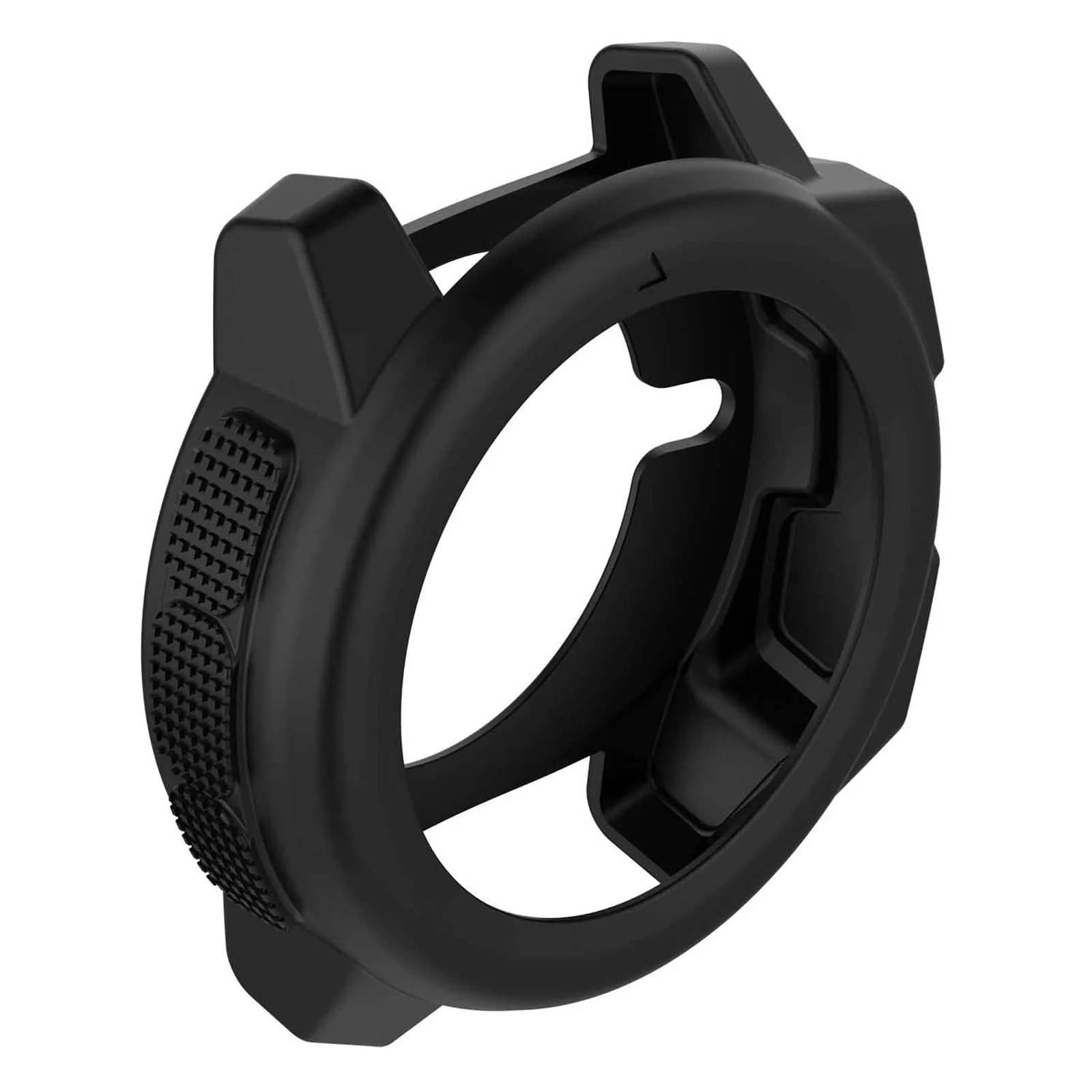 LICHIFIT Soft Silicone Protector Case for Garmin Instinct Smart Watch | Sport Theme, Solid Pattern — Black