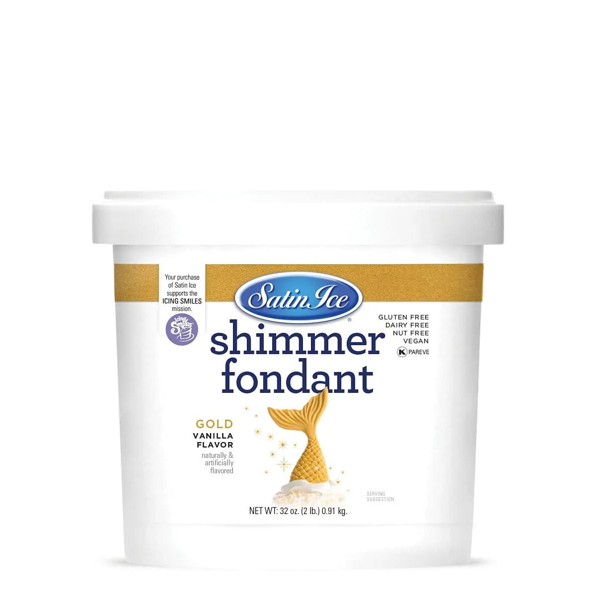 Satin Ice Gold Shimmer Fondant With Edible Glitter 2 Pounds | Vanilla Flavor, Gluten-Free, Nut-Free, Dairy-Free, Vegetarian
