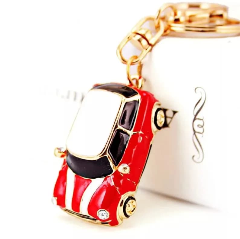 RK Gifts Mini Style Car Keychain Keyfob Gift Rhinestone White | Light & Elegant thumbnail 2