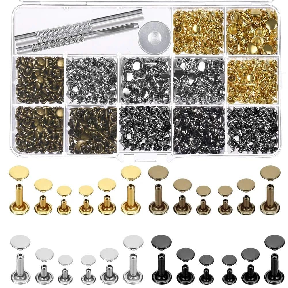 Selizo Leather Rivet Set 480 Pieces | Assorted Colors & Sizes for Leather Craft - main product image