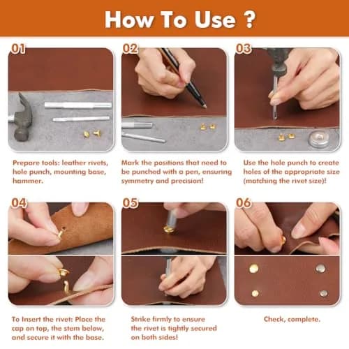 Selizo Leather Rivet Set 480 Pieces | Assorted Colors & Sizes for Leather Craft thumbnail 5