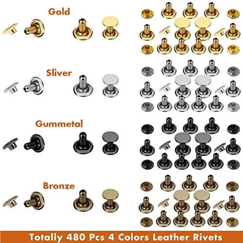 Selizo Leather Rivet Set 480 Pieces | Assorted Colors & Sizes for Leather Craft thumbnail 6