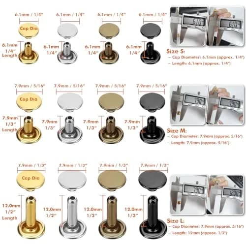 Selizo Leather Rivet Set 480 Pieces | Assorted Colors & Sizes for Leather Craft thumbnail 3