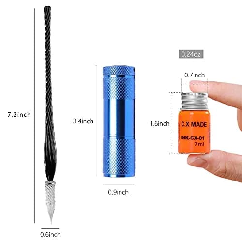 ESSSHOP Glass Dipped Pen Calligraphy Set with 7 Colorful & Invisible Inks | Hand-Crafted Borosilicate Glass thumbnail 7
