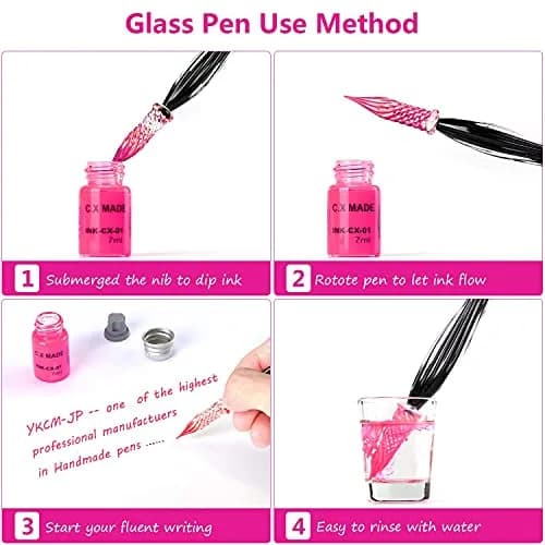 ESSSHOP Glass Dipped Pen Calligraphy Set with 7 Colorful & Invisible Inks | Hand-Crafted Borosilicate Glass thumbnail 8