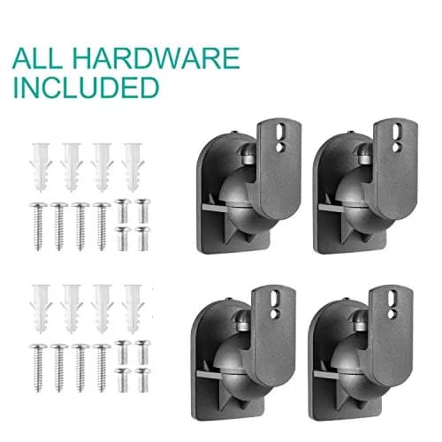 WALI Speaker Wall Mount 5 Pack Black | Adjustable Swivel Tilt Angle for Bookshelf Satellite Speakers, Holds up to 3.5kg (7.7 Lbs) thumbnail 6