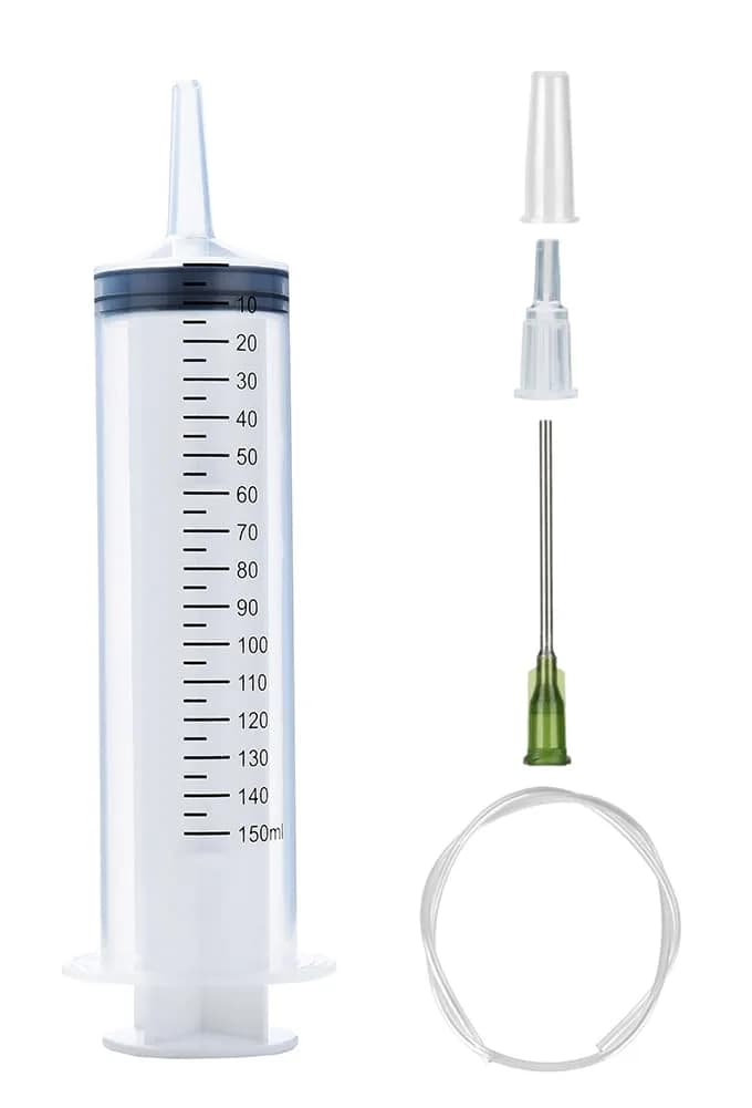 A AKRAF 250ml Extra Large Syringe with Tube and Needle | Industrial Use Only — 150 ml