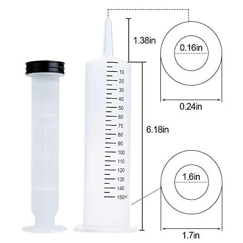 A AKRAF 150ml Syringe with 27.6 Inch Tube and Blunt Needle 14G 1.5” | Large Plastic Syringe for Scientific Labs, Nutrient Measuring, Watering, Refilling thumbnail 4