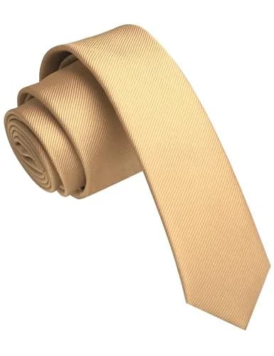 JEMYGINS Champagne Gold Silk Skinny Tie 4cm (1.58") | Business Party Dating Slim Necktie thumbnail 1