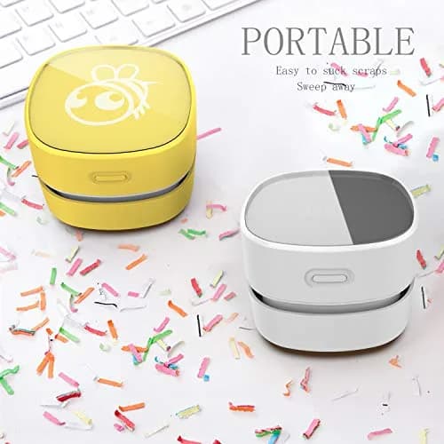 ODISTAR Mini Desktop Vacuum Cleaner White 200ml (6.76 Fl Oz) | Cordless & Portable for Desk Dust thumbnail 3