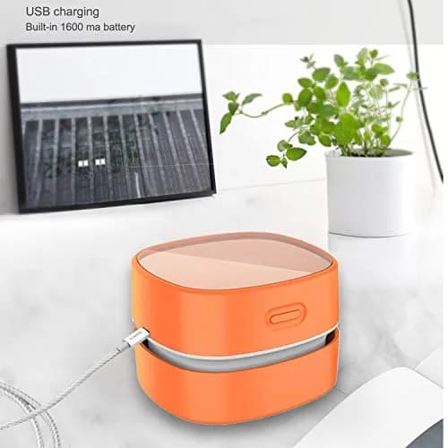 ODISTAR Mini Desktop Vacuum Cleaner Orange Charging | 200ml Capacity, 1000Pa Suction, 4-Hour Battery thumbnail 3