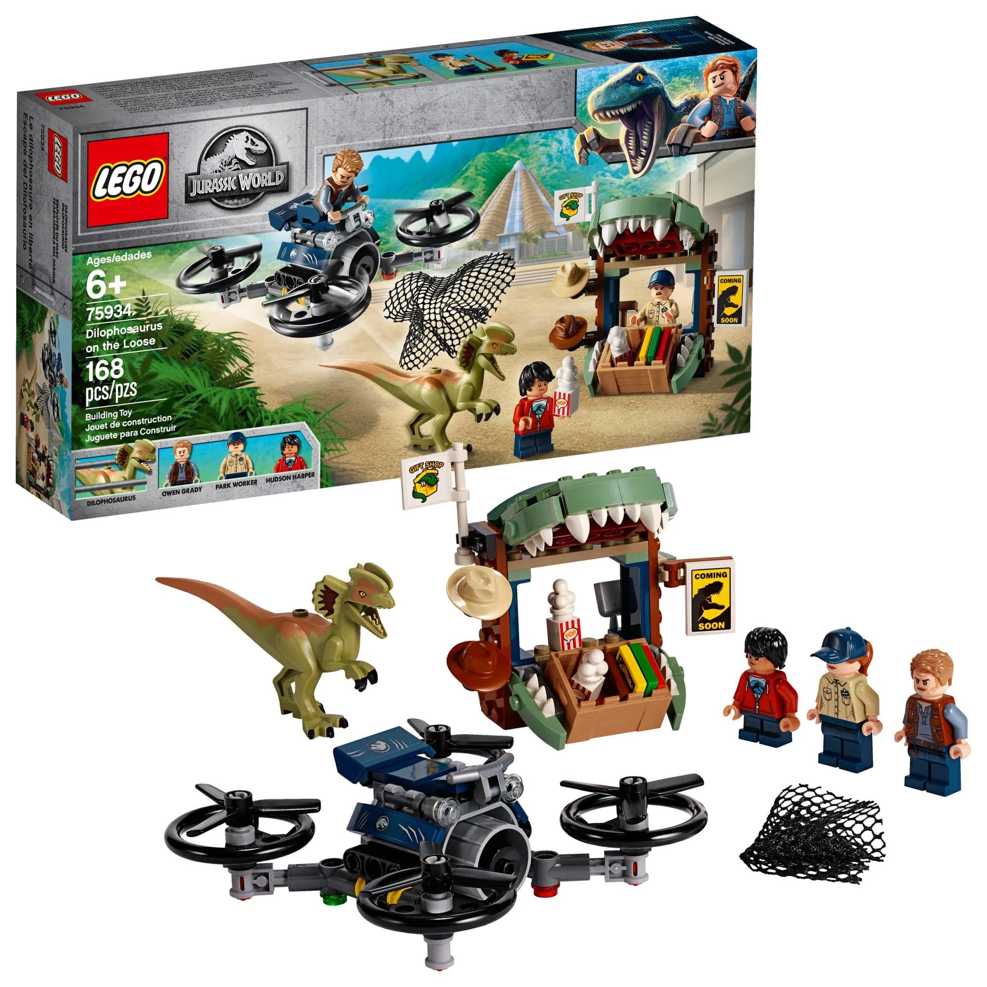 LEGO Jurassic World Dilophosaurus on The Loose 75934 Building Kit (168 Pieces) | Dinosaur Adventure for Kids 6+ - main product image