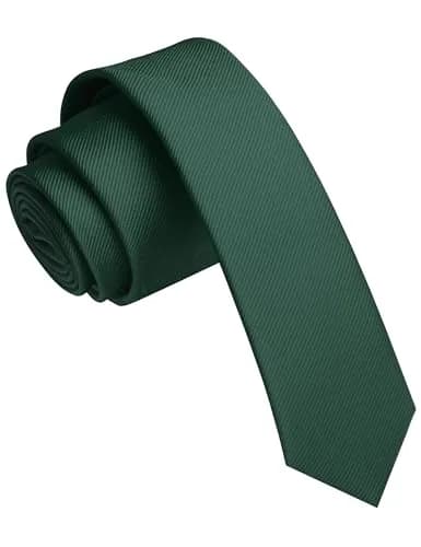 JEMYGINS Dark Green Silk Skinny Tie 4cm (1.58") | Woven for Business & Parties thumbnail 1