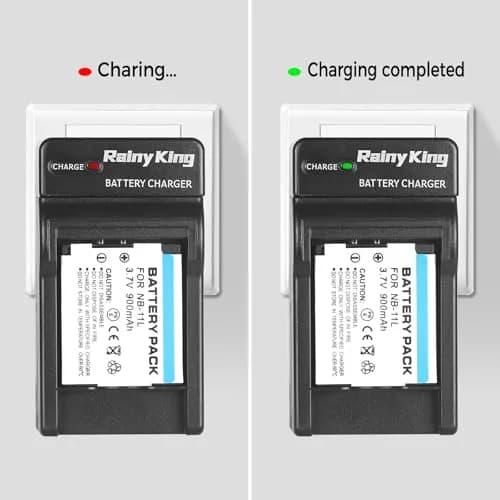 Rainy King NB-11L Battery Charger for Canon PowerShot ELPH 110 HS, 130 HS, 340 HS, 350 HS, A2300, SX400 is, A2400 is, A2500, A3500 is, A4000 is, IXS 240 HS, IXUS 285 HS | Travel Model, LCD Indicator, CE Certified thumbnail 7