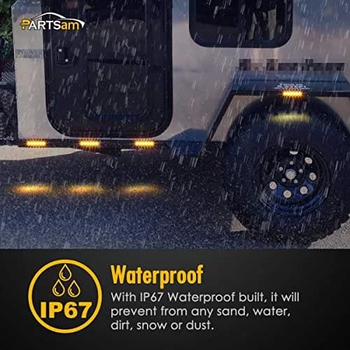 Partsam 10Pcs 3.8" Amber 6LED Side Marker Clearance Lights Waterproof | 12V Trailer & Truck Indicator thumbnail 5
