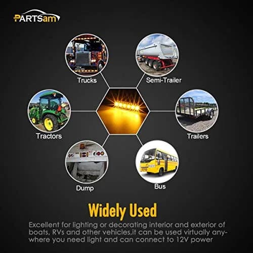 Partsam 10Pcs 3.8" Amber 6LED Side Marker Clearance Lights Waterproof | 12V Trailer & Truck Indicator thumbnail 8