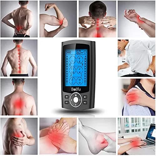 Belifu Dual Channel TENS EMS Unit 24 Modes Muscle Stimulator for Pain Relief Therapy with 10 Pads thumbnail 2