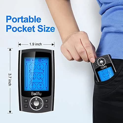 Belifu Dual Channel TENS EMS Unit 24 Modes Muscle Stimulator for Pain Relief Therapy with 10 Pads thumbnail 3