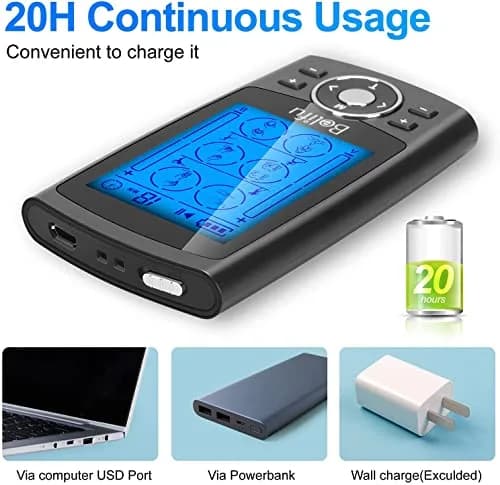 Belifu Dual Channel TENS EMS Unit 24 Modes Muscle Stimulator for Pain Relief Therapy with 10 Pads thumbnail 4