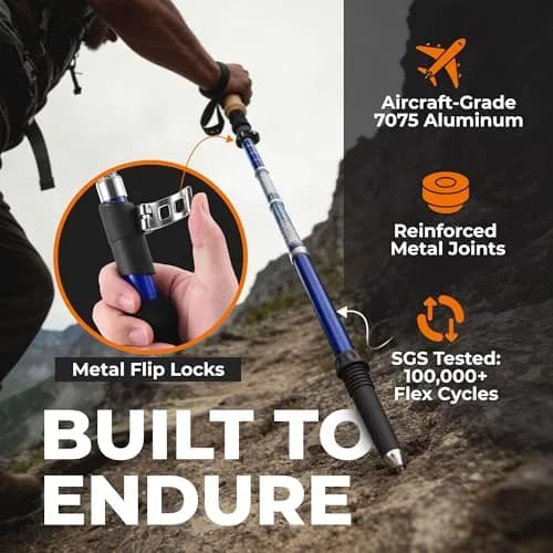 TREKOLOGY Trek-Z Hiking Trekking Poles, 2pc | Adjustable, Lightweight Aluminum, Collapsible for Men & Women thumbnail 3