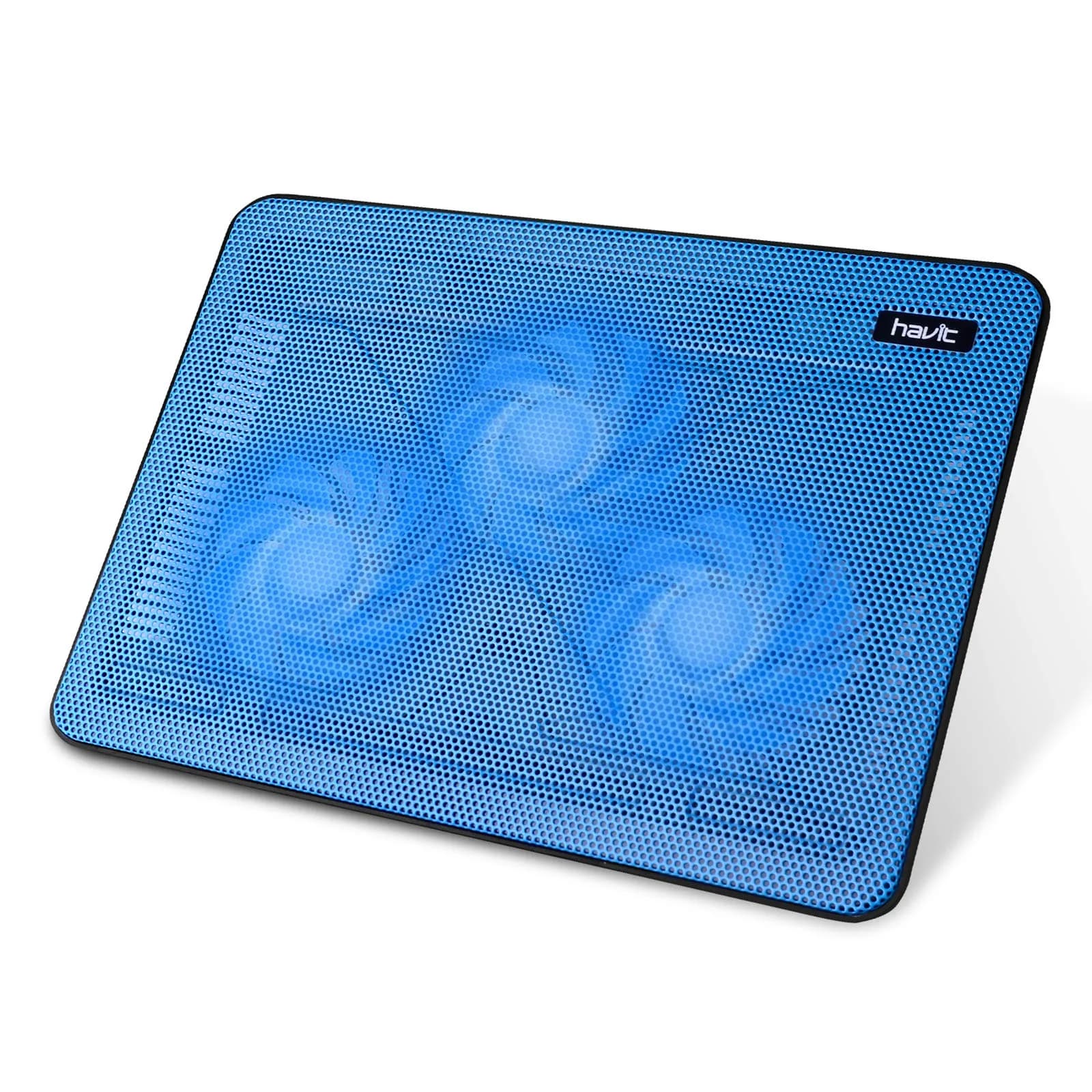 havit HV-F2056 Laptop Cooling Pad for 15.6-17 Inch Laptops, Blue | 3 Quiet USB-Powered Fans, 2 Height Settings
