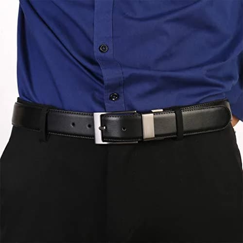 beltox fine Men's Reversible Leather Dress Belt 1.25" Wide with Rotating Buckle | Black/Cognac, Size 52-54 (39"-40" Waist) thumbnail 5