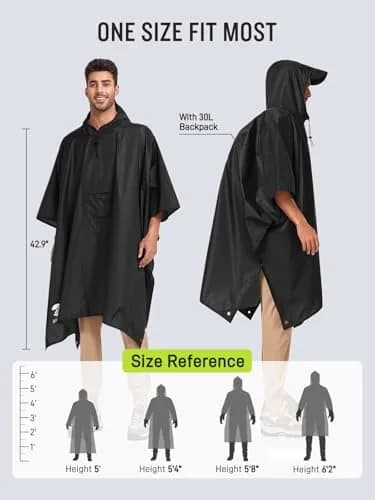 SaphiRose Double Layer Rain Poncho, Waterproof Thick Hooded Raincoat 3-in-1 | All-Weather Emergency Gear thumbnail 2