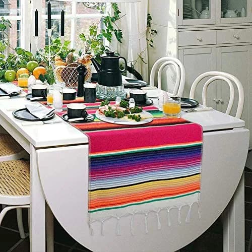 Hxezoc Mexican Serape Table Runner 35cm x 213cm (14 x 84 Inch) | Festive Cotton Tablecloth for Parties thumbnail 3