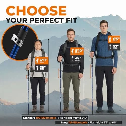TREKOLOGY Trek-Z Hiking Trekking Poles 115–135 cm | Lightweight Aluminum Support for Men & Women thumbnail 5